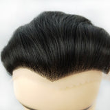 Men's Toupee Frontal Hairpiece for Covering Male Receding Hairline Natural Black Color Replacement System Wig Base Size 3