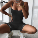 FQLWL Lucky Label Ribbed Knitted Sexy Romper Short Jumpsuit
