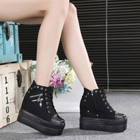 New 2022 Women Wedge Casual Shoes Zipper Height Increasing Breathable Women Autumn Platform Sneakers Walking Flat Trainers Shoes