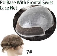 Mens Toupee Hair PU with French Lace Wigs For Men European Remy Human Hair Replacement Systems Hairpiece 10x8inch