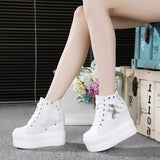 New 2022 Women Wedge Casual Shoes Zipper Height Increasing Breathable Women Autumn Platform Sneakers Walking Flat Trainers Shoes