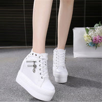 New 2022 Women Wedge Casual Shoes Zipper Height Increasing Breathable Women Autumn Platform Sneakers Walking Flat Trainers Shoes