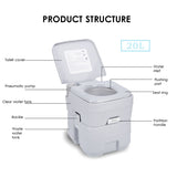 10L/20L Outdoor Portable Camping Toilet Flush Mobile RV Caravan Motorhome Boat Outdoor Squatting Elderly Stool/Pregnant Movable