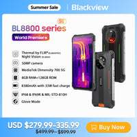 Blackview BL8800 Night Vision &amp; BL8800 Pro 5G Rugged Phone Thermal Imaging Camera FLIR® Smartphone 6.58&quot; 8GB+128GB Cell Phone