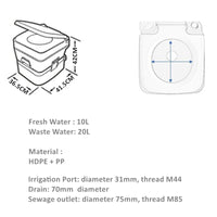 ALWAYSME Portable RV Toilet,10L+ 20L