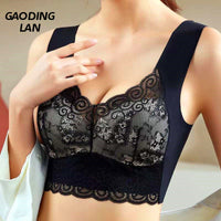 Women Solid Color Beautiful Back Bras Sexy Lace Large Size Thin Gathered Intimates Traceless  Anti Sagging Wireless Bra
