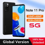 Note 11 Pro Smartphone Global Version 8GB RAM 256GB ROM Mobile Phones 4G 5G Network 24MP+48MP 5000mAh Android Celular Cellphones