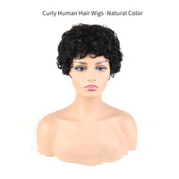 Natural Color Short Bob Straight Human Wigs with Bangs for Black Women Brazilian Virgin Hair Pixie Cut Wig Cheap Human Hair Wig