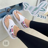 Casual Ladies Flip-Flops, Female Buckle Flat Sandals, Zebra Snake Print Beach Shoes