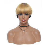 Natural Color Short Bob Straight Human Wigs With Bangs Brazilian Virgin Hair Pixie Cut Wig Cheap Human Hair Wig For Black Women