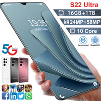 2022 Global Version S22+ Ultra Smartphone 6.99 Inch 16GB+1TB 6800mAh 5G Mobile Phones  Android 11.0 Card Cell Phone Smart Phone