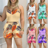 Two Piece Set for Women Summer Shorts and Tank Tops Matching Sets Sleeveless Camis Boho Print Beach Fashion Casual 2 Pcs Outfits