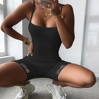 2022 Hot Casual Women Playsuits Sport Vest Sling Workout Active Wear Bodycon Rompers Fashion Biker Shorts Bodysuits Yoga Suit