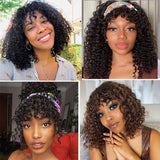 Curly Human Hair Wigs For Women Human Hair Bob Wig Kinky Curly Wig With Bangs Perruque Cheveux Humain Full Machine Made Wig