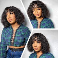 Curly Human Hair Wigs For Women Human Hair Bob Wig Kinky Curly Wig With Bangs Perruque Cheveux Humain Full Machine Made Wig