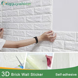 Kaguyahime Self-Adhesive 3D Wall Stickers Waterproof DIY Foam Brick Wall Paper TV Backdrop Decor Marble Wallpaper Colorful Brick