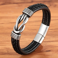 Fashion Deluxe Irregular Graphic Accessories Men's Leather Bracelet Stainless Steel Combination for Birthday Commemorative Gifts