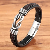 Fashion Deluxe Irregular Graphic Accessories Men's Leather Bracelet Stainless Steel Combination for Birthday Commemorative Gifts