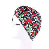 New Women Print Flower Knot Cancer Ruffle Chemo Hat Beanie scarf Turban Head Wrap Knitted Cap Hair Loss Accessories