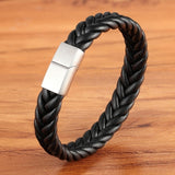 Classic Style New year Gift 6 Options Stainless Steel Leather Men's Bracelet Multi-color Magnet Buckle DIY Size Custom LOGO Sale