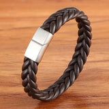 Classic Style New year Gift 6 Options Stainless Steel Leather Men's Bracelet Multi-color Magnet Buckle DIY Size Custom LOGO Sale