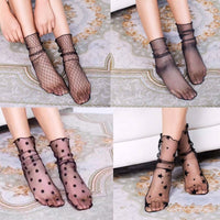 Spring and Summer Retro Lace Floral Mesh Women Socks Thin Middle Tube Transparent Sock Women Breathable Silk Ultrathin Sock New