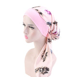 2020 NEW Women muslim fashion hijab cancer chemo flower print hat turban head cover hair loss scarf wrap pre-tied bandana