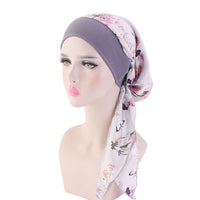 2020 NEW Women muslim fashion hijab cancer chemo flower print hat turban head cover hair loss scarf wrap pre-tied bandana