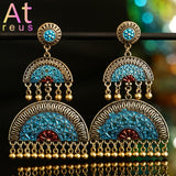 Indian Jhumka Elephant Earrings Gypsy Afghan Jewelry Retro Ethnic Antique Beads Drop Tassel Earrings for Women Bohemian Gift