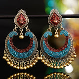 Indian Jhumka Elephant Earrings Gypsy Afghan Jewelry Retro Ethnic Antique Beads Drop Tassel Earrings for Women Bohemian Gift