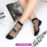 Sexy Lace Mesh Fishnet Socks Mixed Fiber Transparent Stretch Elasticity Ankle Net Yarn Thin Women Cool Socks 1pair=2pcs 2205