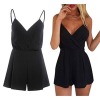 Women's Summer Print Jumpsuit Short Pants Casual Slim Bandage V-Neck Beach Rompers Sleeveless Bodysuit Sexy Playsuit