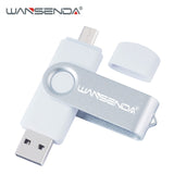 WANSENDA High Speed OTG USB Flash Drive Metal Pen Drive 16GB 32GB 64GB 128GB 256GB Pendrive External Storage USB Memory Stick