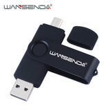 WANSENDA High Speed OTG USB Flash Drive Metal Pen Drive 16GB 32GB 64GB 128GB 256GB Pendrive External Storage USB Memory Stick