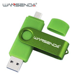 WANSENDA High Speed OTG USB Flash Drive Metal Pen Drive 16GB 32GB 64GB 128GB 256GB Pendrive External Storage USB Memory Stick