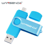 WANSENDA High Speed OTG USB Flash Drive Metal Pen Drive 16GB 32GB 64GB 128GB 256GB Pendrive External Storage USB Memory Stick