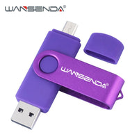 WANSENDA High Speed OTG USB Flash Drive Metal Pen Drive 16GB 32GB 64GB 128GB 256GB Pendrive External Storage USB Memory Stick