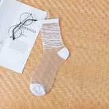 Sexy Lace Mesh Fishnet Socks Mixed Fiber Transparent Stretch Elasticity Ankle Net Yarn Thin Women Cool Socks 1pair=2pcs ws403