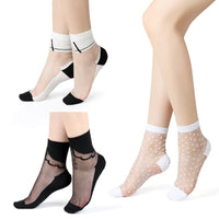 Sexy Lace Mesh Fishnet Socks Mixed Fiber Transparent Stretch Elasticity Ankle Net Yarn Thin Women Cool Socks 1pair=2pcs 2305