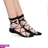 Sexy Lace Mesh Fishnet Socks Mixed Fiber Transparent Stretch Elasticity Ankle Net Yarn Thin Women Cool Socks 1pair=2pcs 2305