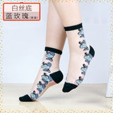 Sexy Lace Mesh Fishnet Socks Mixed Fiber Transparent Stretch Elasticity Ankle Net Yarn Thin Women Cool Socks 1pair=2pcs 2305