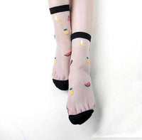 Sexy Lace Mesh Fishnet Socks Mixed Fiber Transparent Stretch Elasticity Ankle Net Yarn Thin Women Cool Socks 1pair=2pcs 2305