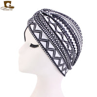 New Women Print Flower Knot Cancer Ruffle Chemo Hat Beanie scarf Turban Head Wrap Knitted Cap Hair Loss Accessories