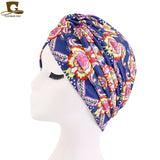 New Women Print Flower Knot Cancer Ruffle Chemo Hat Beanie scarf Turban Head Wrap Knitted Cap Hair Loss Accessories