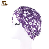 New Women Print Flower Knot Cancer Ruffle Chemo Hat Beanie scarf Turban Head Wrap Knitted Cap Hair Loss Accessories