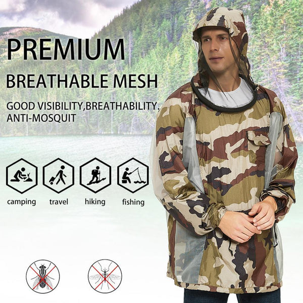 Anti-mosquito net jacket fishing suit ultra-fine mesh breathable lightweight full-body mosquito repellent jacket for hiking