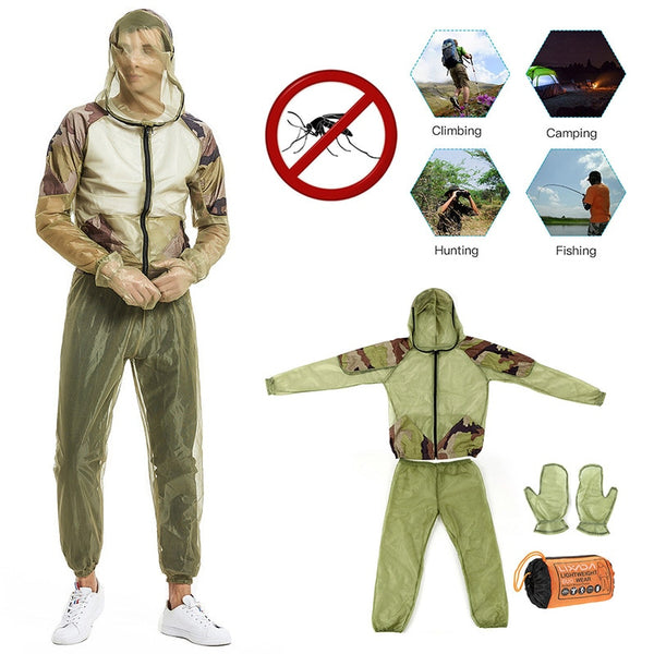 Quick-drying Anti-Mosquito Suit Outdoor Anti Bug Wear Anti Mosquito Suit Jacket Mitts Pants Net Yarn Mesh Cloth