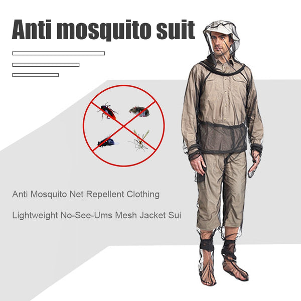 Summer Anti Mosquito Suit Mesh Camp Fishing Insect Protective Mesh Shirt Gloves Bug Jacket Mesh Hooded Suits