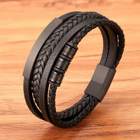 Fashion New Style Hand-woven Multi-layer Combination Accessory Stainless Steel Men's Leather Bracelet Classic Gift Big Sale
