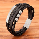 Fashion New Style Hand-woven Multi-layer Combination Accessory Stainless Steel Men's Leather Bracelet Classic Gift Big Sale